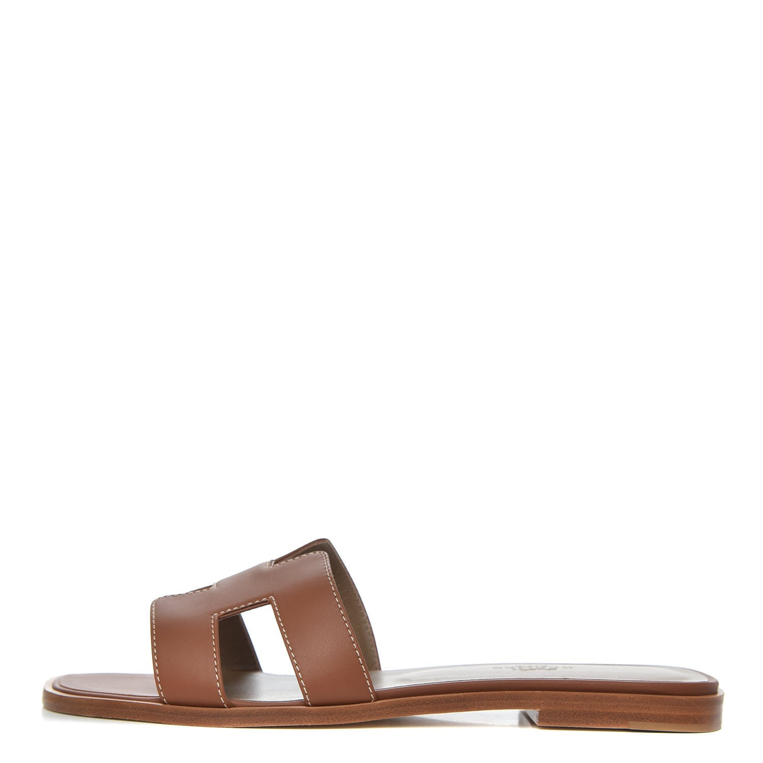 Hermes Box Calfskin Oran Sandals 38 Gold 1 of 8