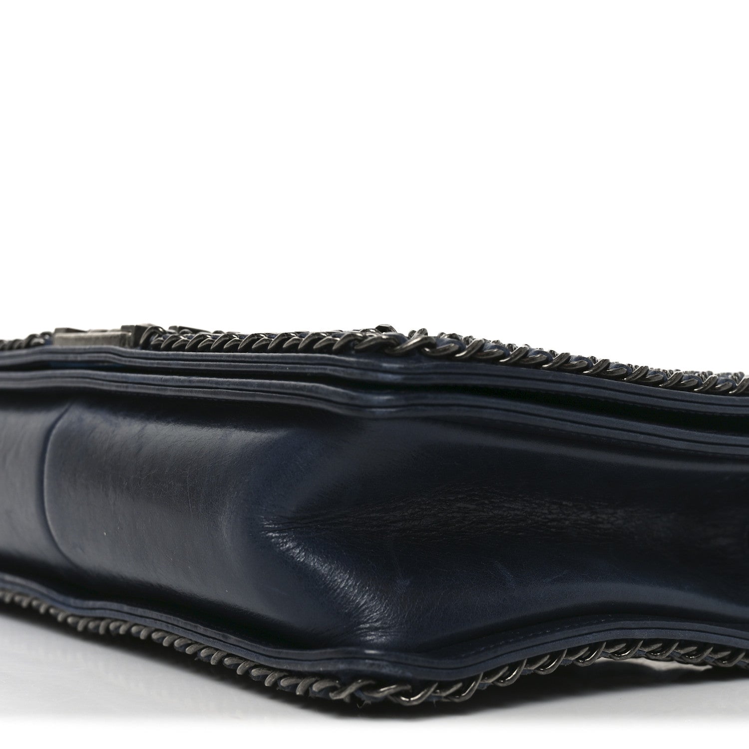 Chanel Glazed Calfskin Quilted New Medium Boy Chained Flap Navy 10 of 10