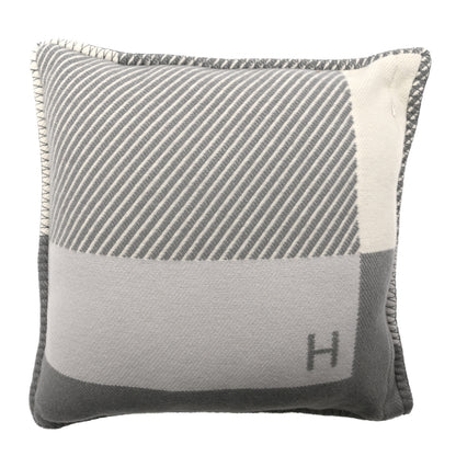 Hermes Wool Cashmere H Riviera Pillow Gris 2 of 3