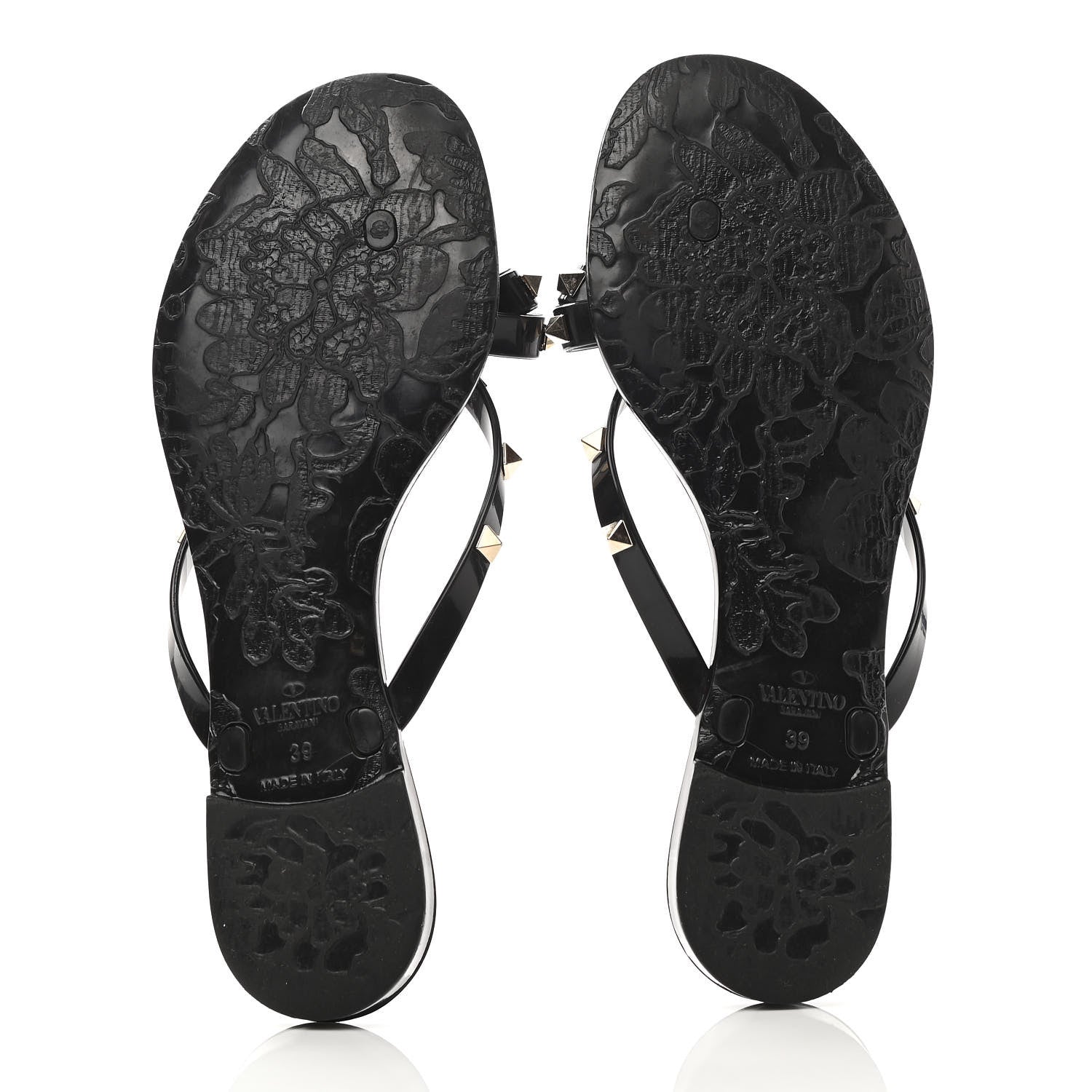 Valentino Garavani PVC Jelly Rockstud Bow Thong Sandals 39 Black 5 of 10