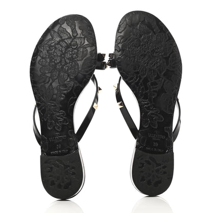 Valentino Garavani PVC Jelly Rockstud Bow Thong Sandals 39 Black 5 of 10