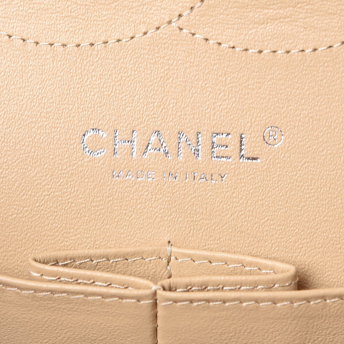 Caviar Quilted Jumbo Double Flap Light Beige
