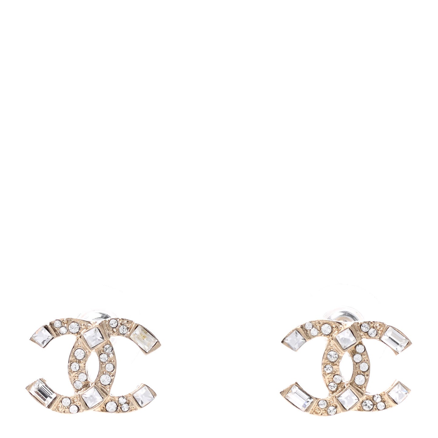Crystal Baguette CC Earrings Gold