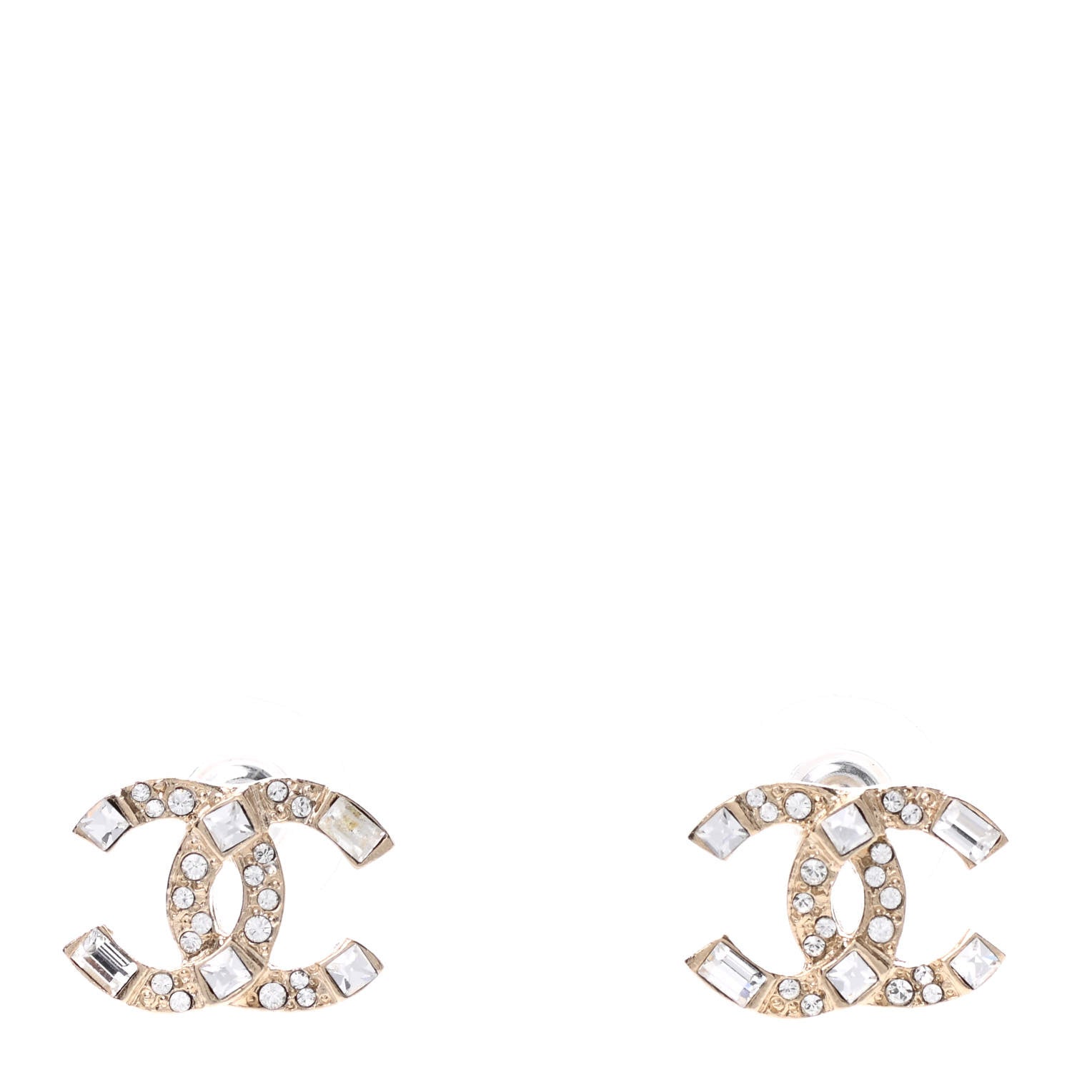 Chanel Crystal Baguette CC Earrings Gold 1 of 4