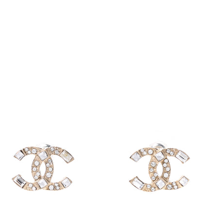 Chanel Crystal Baguette CC Earrings Gold 1 of 4