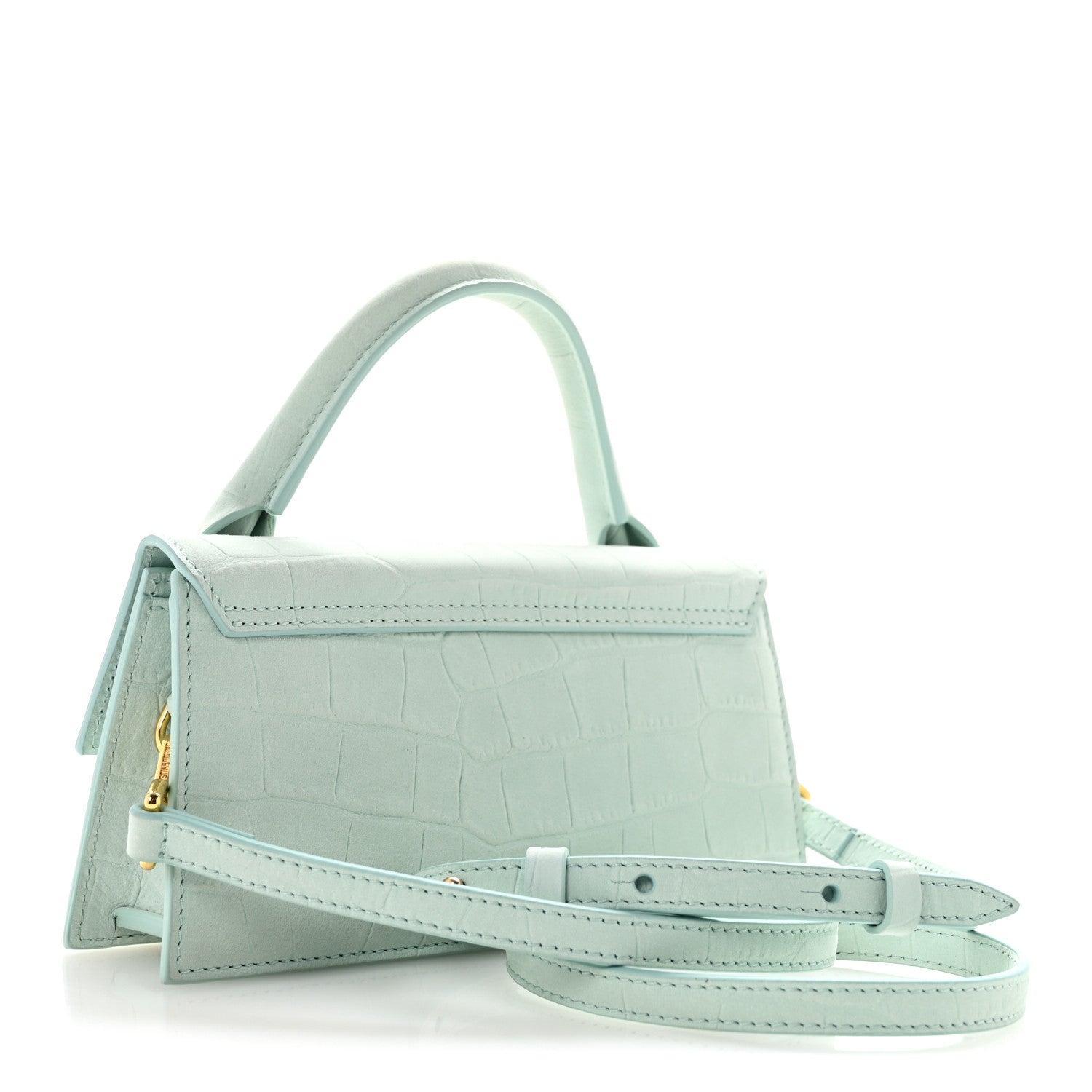 Jacquemus Nubuck Crocodile Embossed Le Chiquito Long Light Green 3 of 12