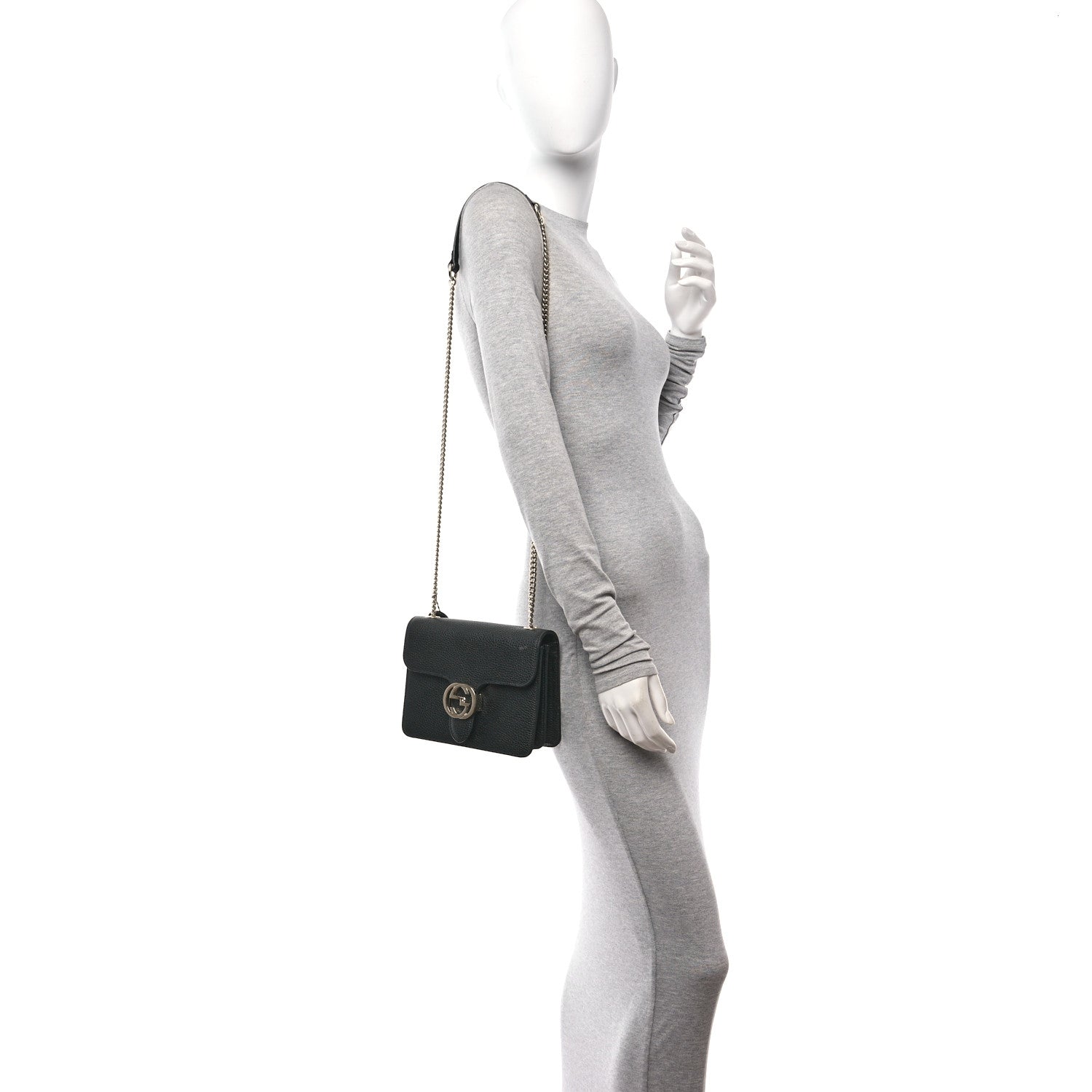 Gucci Dollar Calfskin Small Interlocking G Shoulder Bag Black 2 of 11