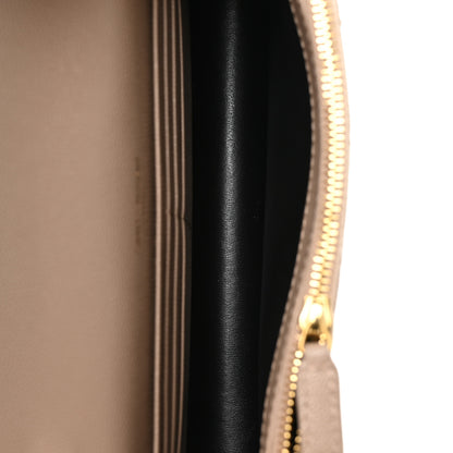Saint Laurent Grain De Poudre Matelasse Chevron Monogram Envelope Chain Wallet Dark Beige 5 of 11