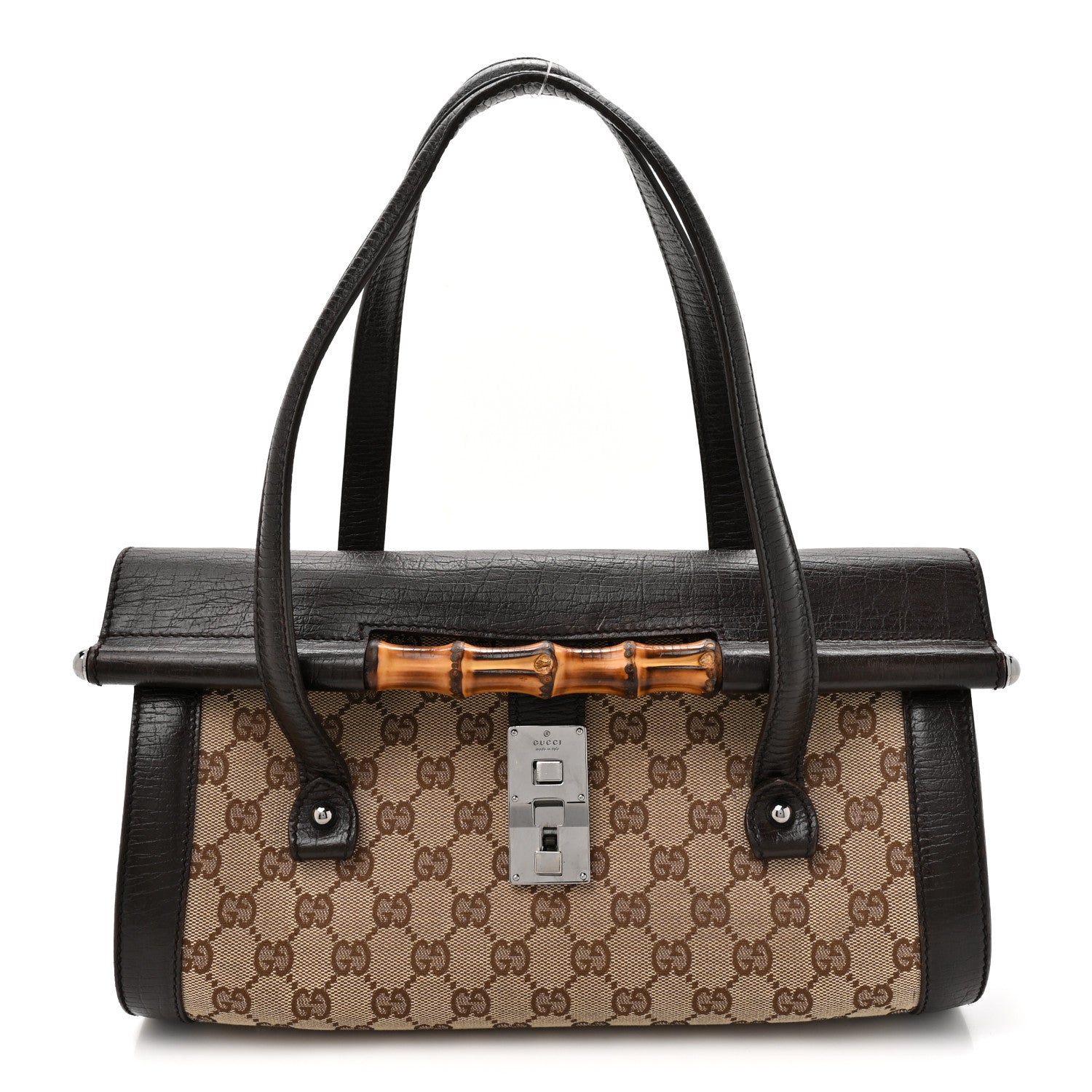 Gucci Monogram Bamboo Bullet Bag Dark Brown 1 of 13