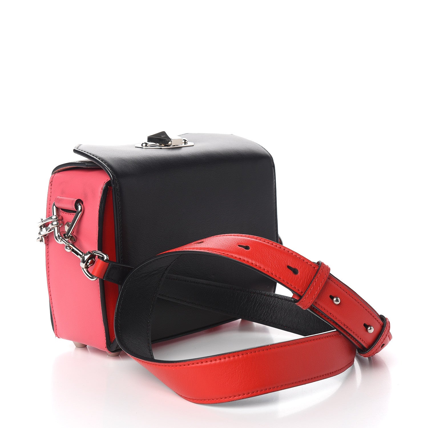 Alexander McQueen Grained Calfskin Box Shoulder Bag 16 Black Pink 2 of 10