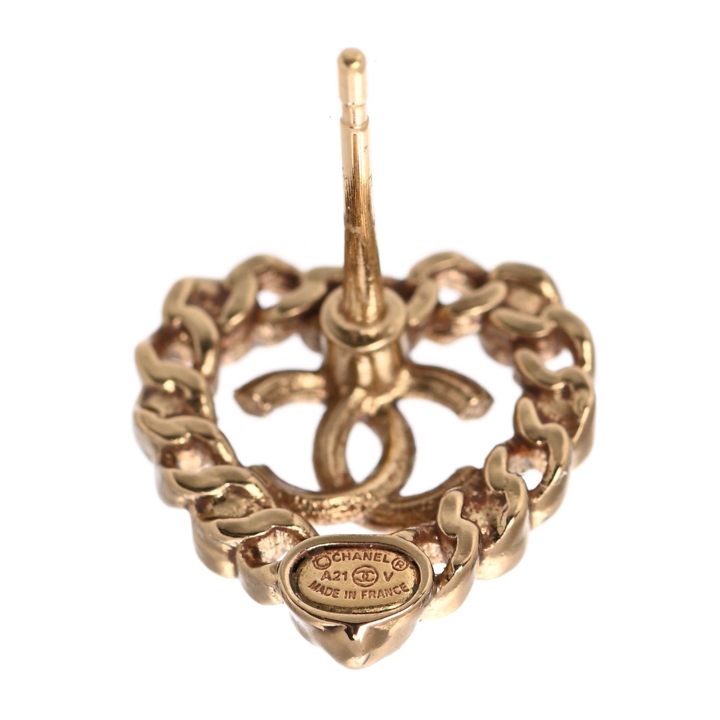 Pearl Crystal CC Heart Earrings Gold Multicolor