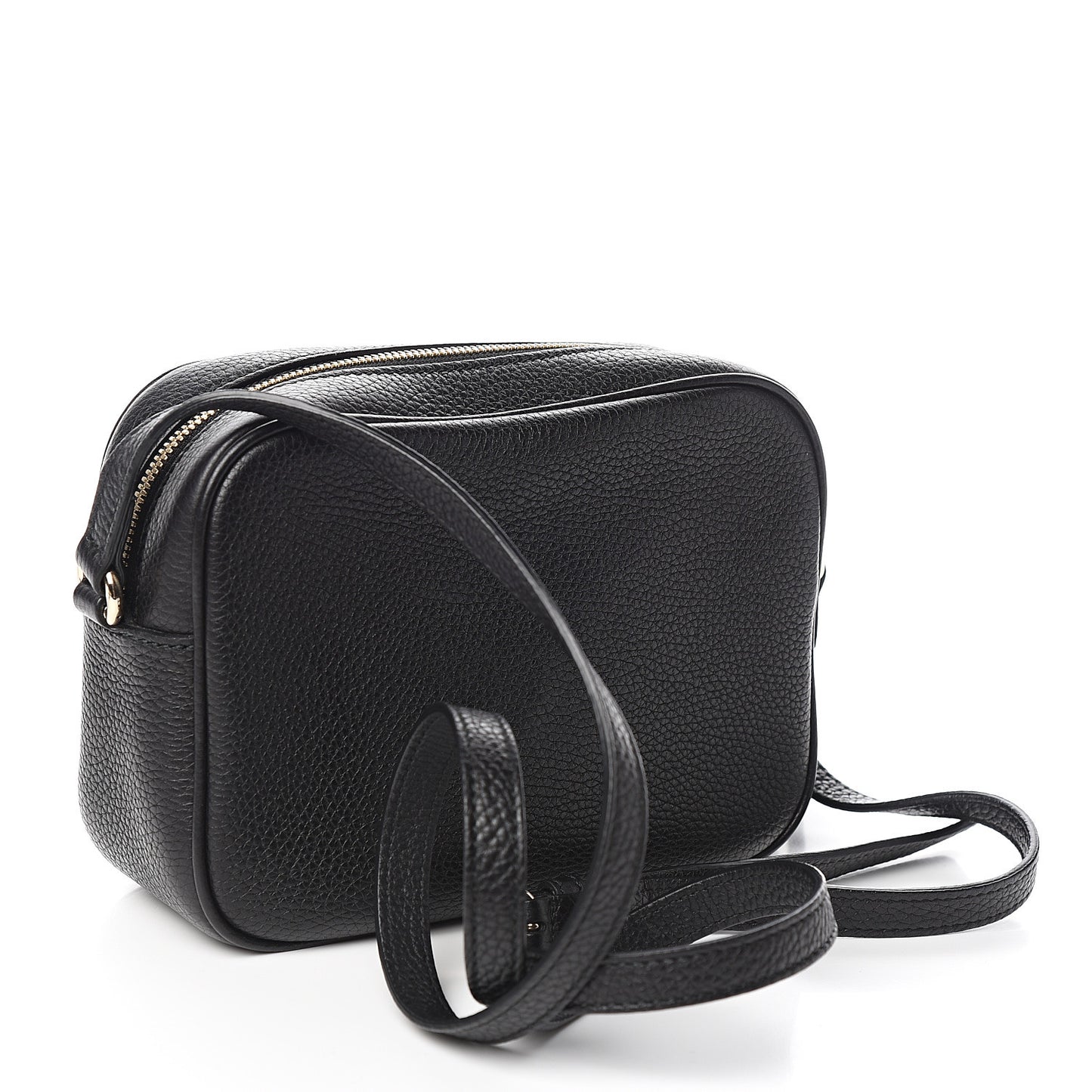 Pebbled Calfskin Small Soho Disco Bag Black