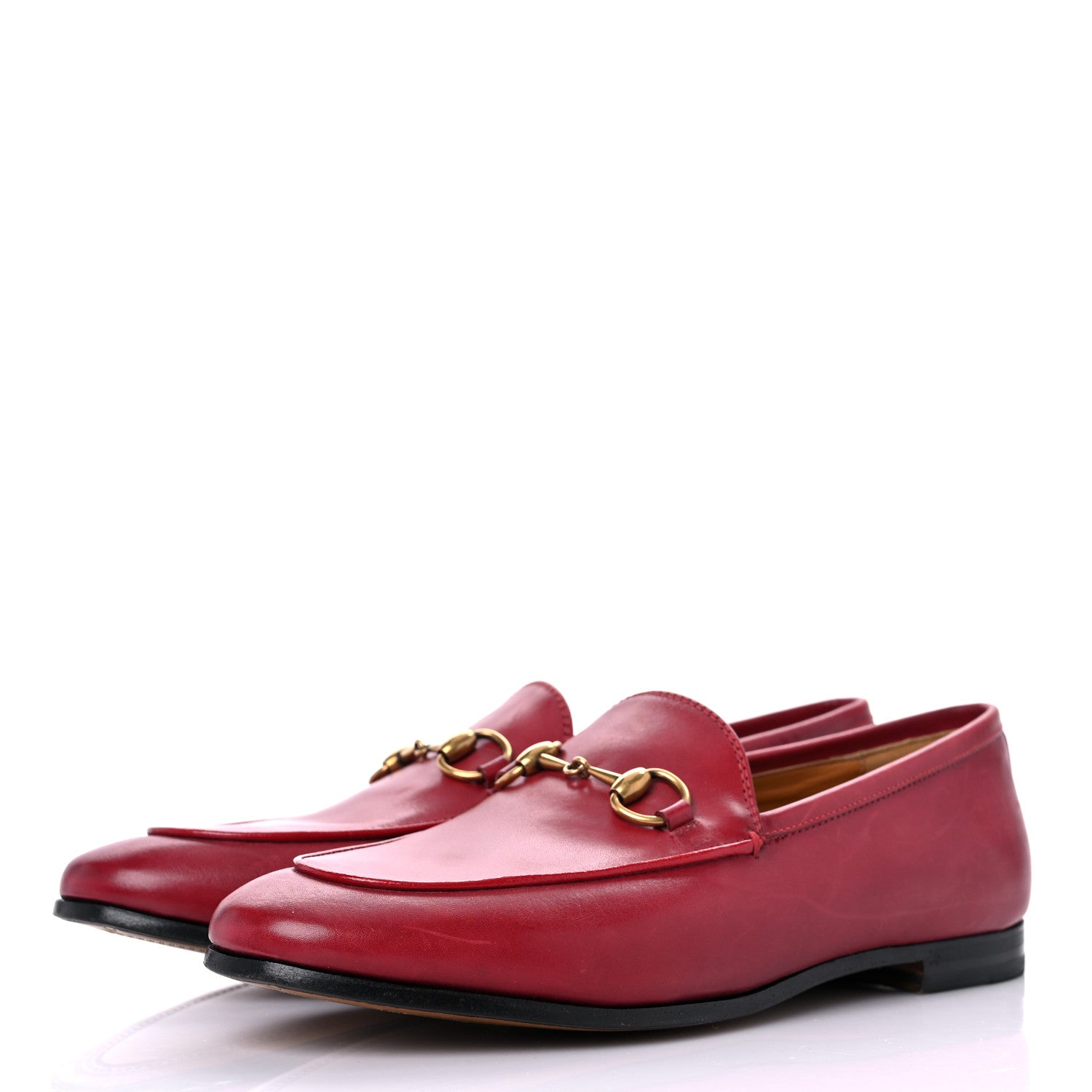Gucci Lambskin Womens Brixton Horsebit Loafers 37 Hibiscus Red 3 of 17