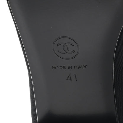 Chanel Grosgrain Patent Calfskin Cap Toe T Strap CC Flats 41 Black 7 of 9