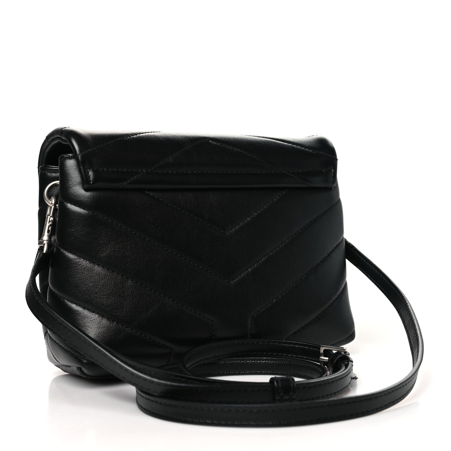 Calfskin Y Quilted Monogram Toy Loulou Crossbody Bag Black