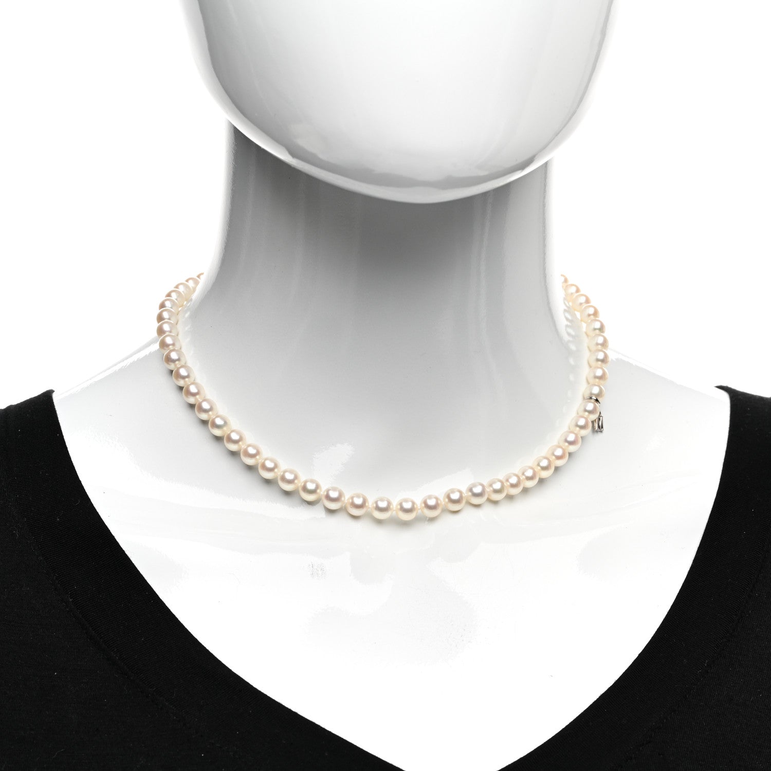 Mikimoto 10K White Gold Akoya Cultured Pearl 6mm Strand Necklace 16" 2 of 4
