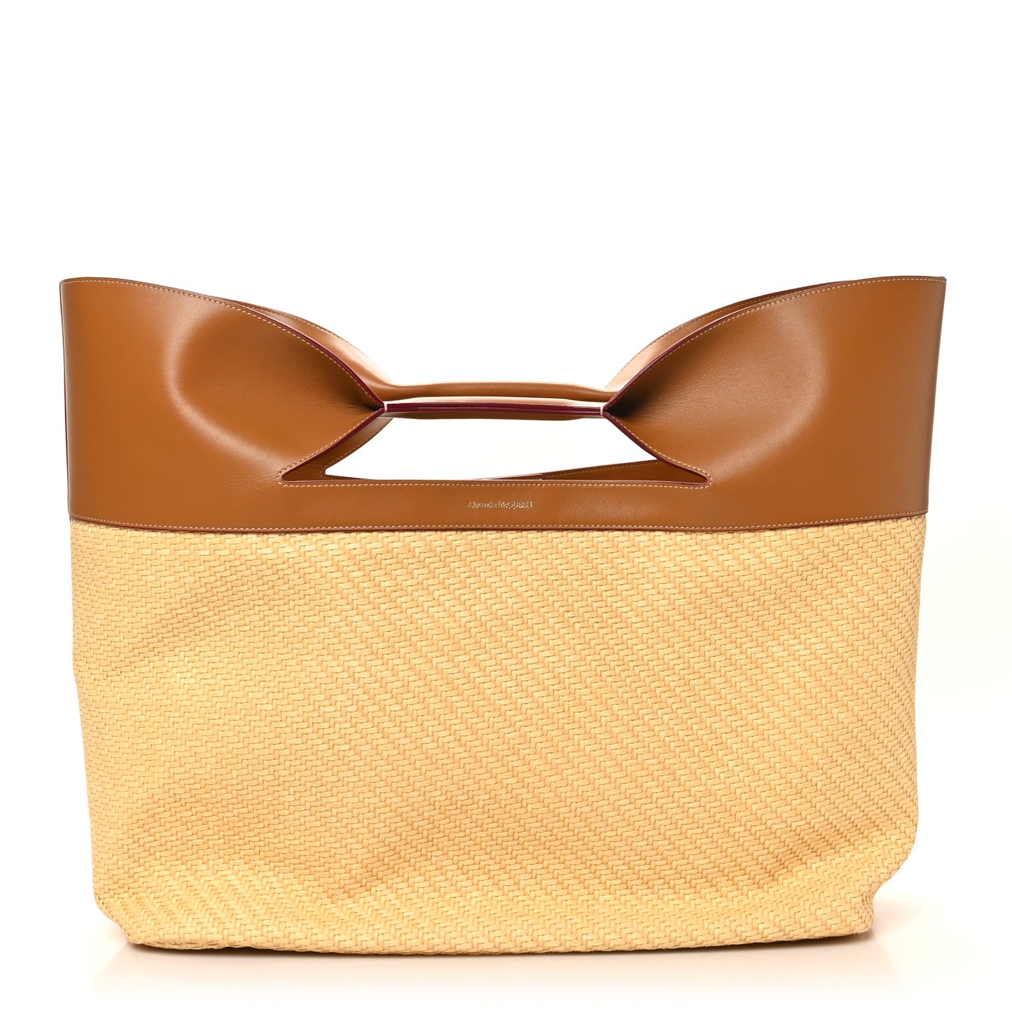 Raffia Calfskin Large The Bow Bag Natural Tan