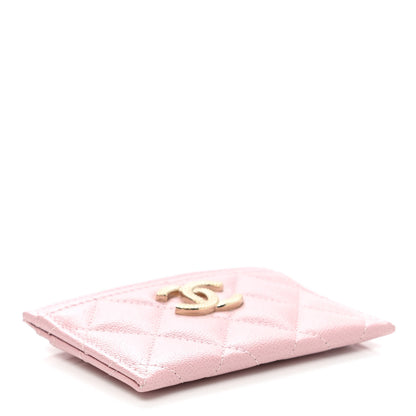 Chanel Caviar Quilted Studded CC Card Holder Light Pink 4 of 9