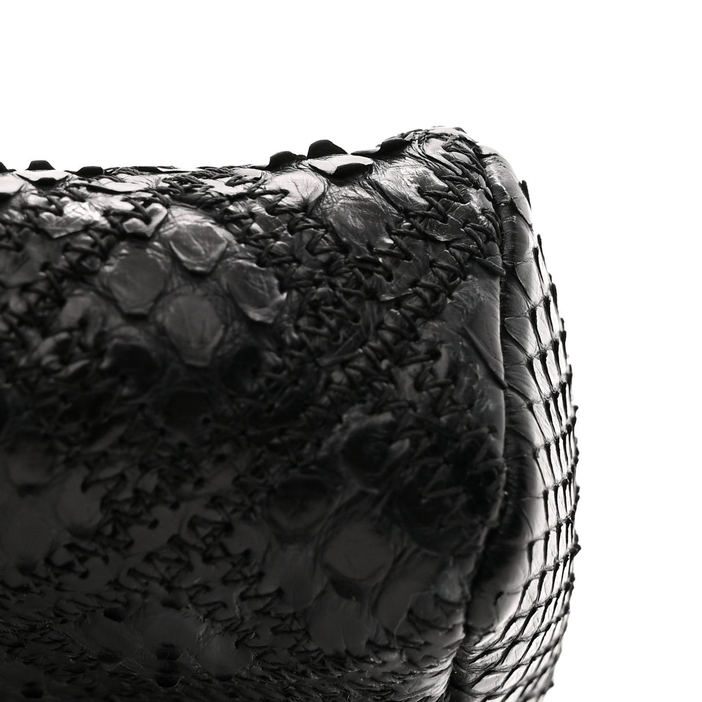 Snakeskin Quilted Phone Holder Clutch Black