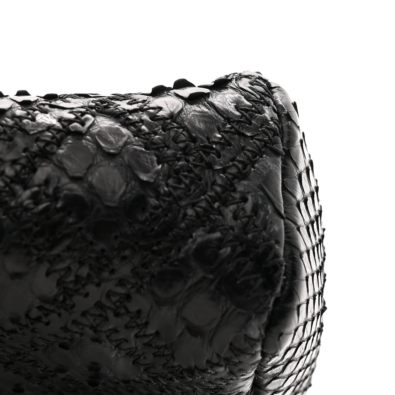 Chanel Snakeskin Quilted Phone Holder Clutch Black 11 of 13