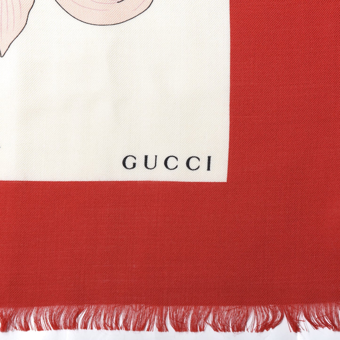 Silk Flora Gothic Square Scarf Ivory Red