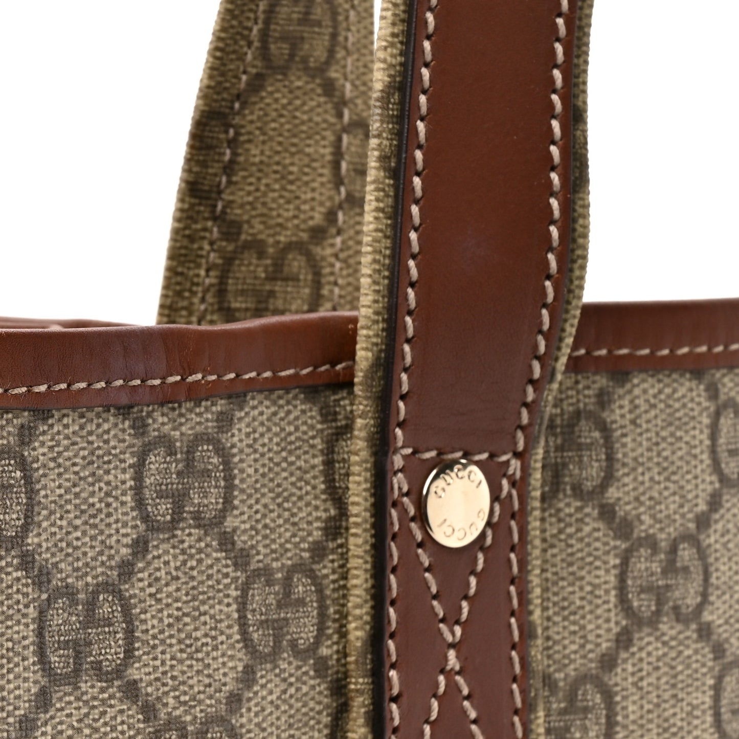 GG Plus Monogram Small Signature Web Loop Vertical Tote Light Brown