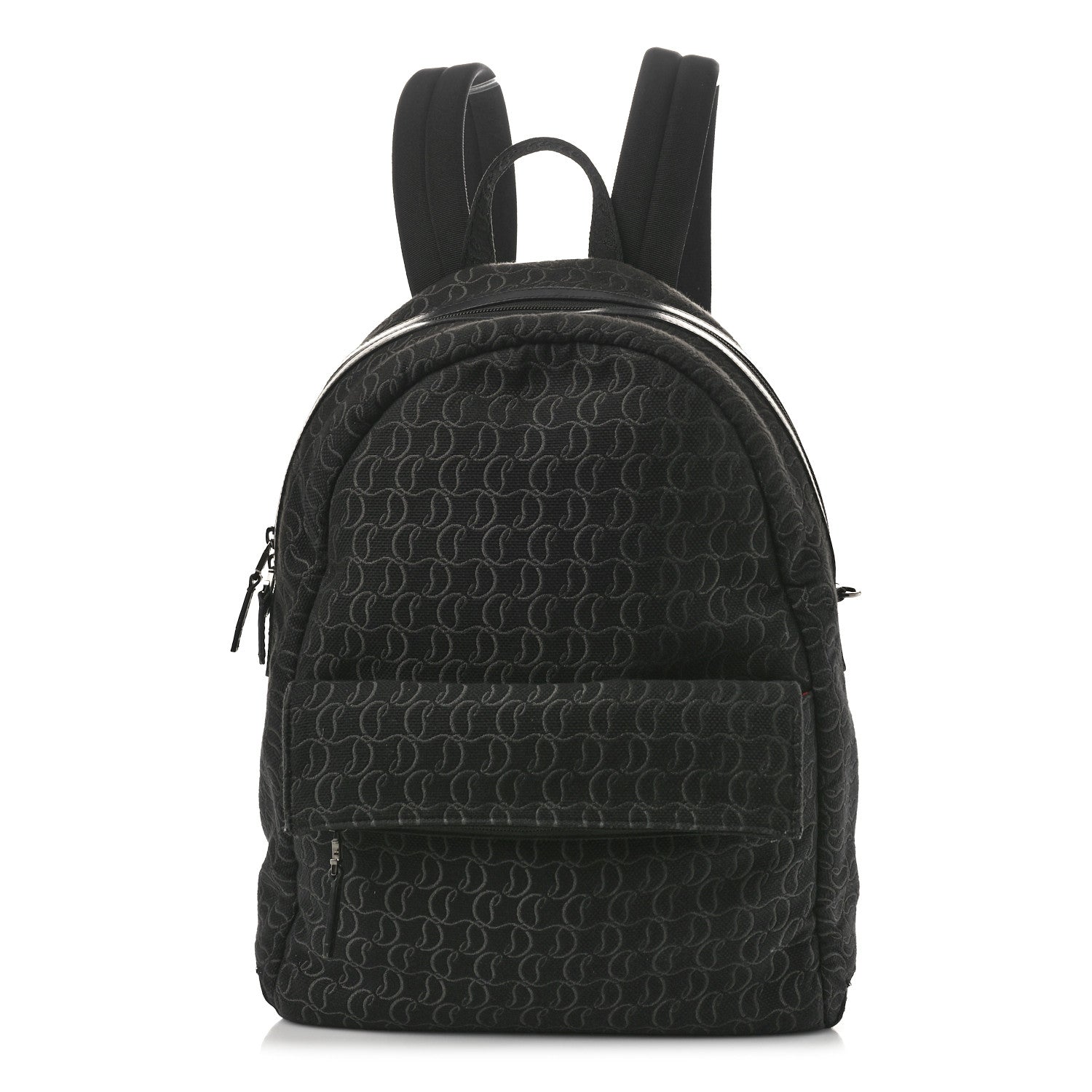Christian Louboutin Logo Jacquard Zip N Flap Backpack Black 1 of 13