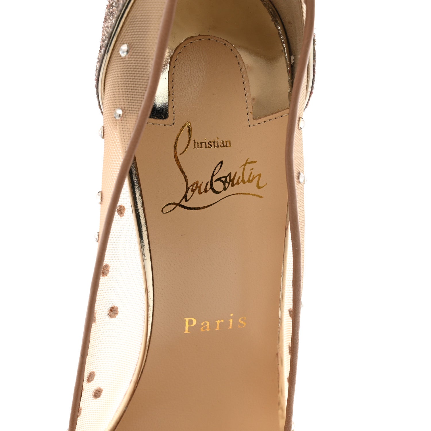 Christian Louboutin Rete Glitter Mini Specchio Strass Follies 100 Pumps 40 Pearl 7 of 9