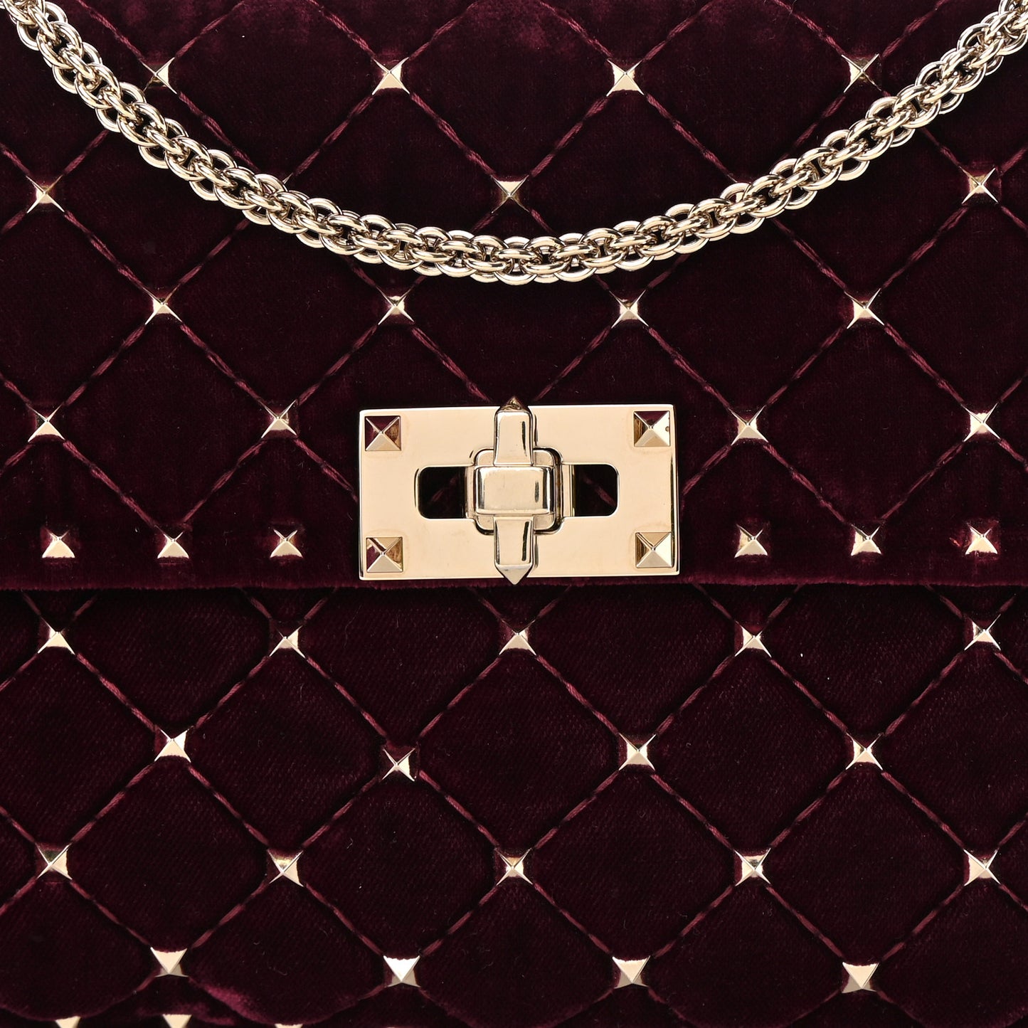 Velvet Medium Rockstud Spike Shoulder Bag Rubino