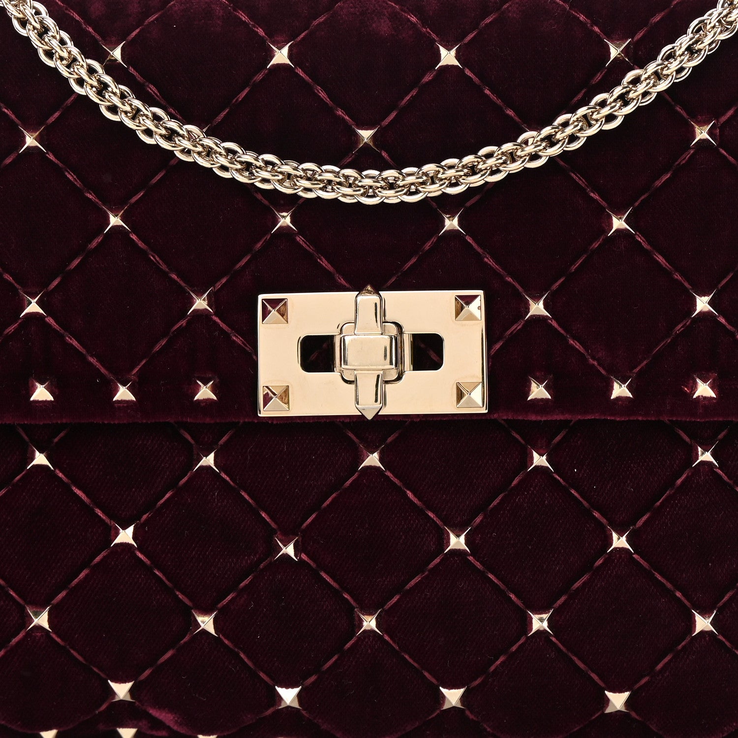 Valentino Garavani Velvet Medium Rockstud Spike Shoulder Bag Rubino 7 of 18