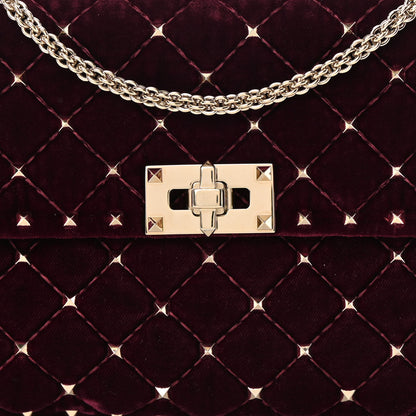 Valentino Garavani Velvet Medium Rockstud Spike Shoulder Bag Rubino 7 of 18