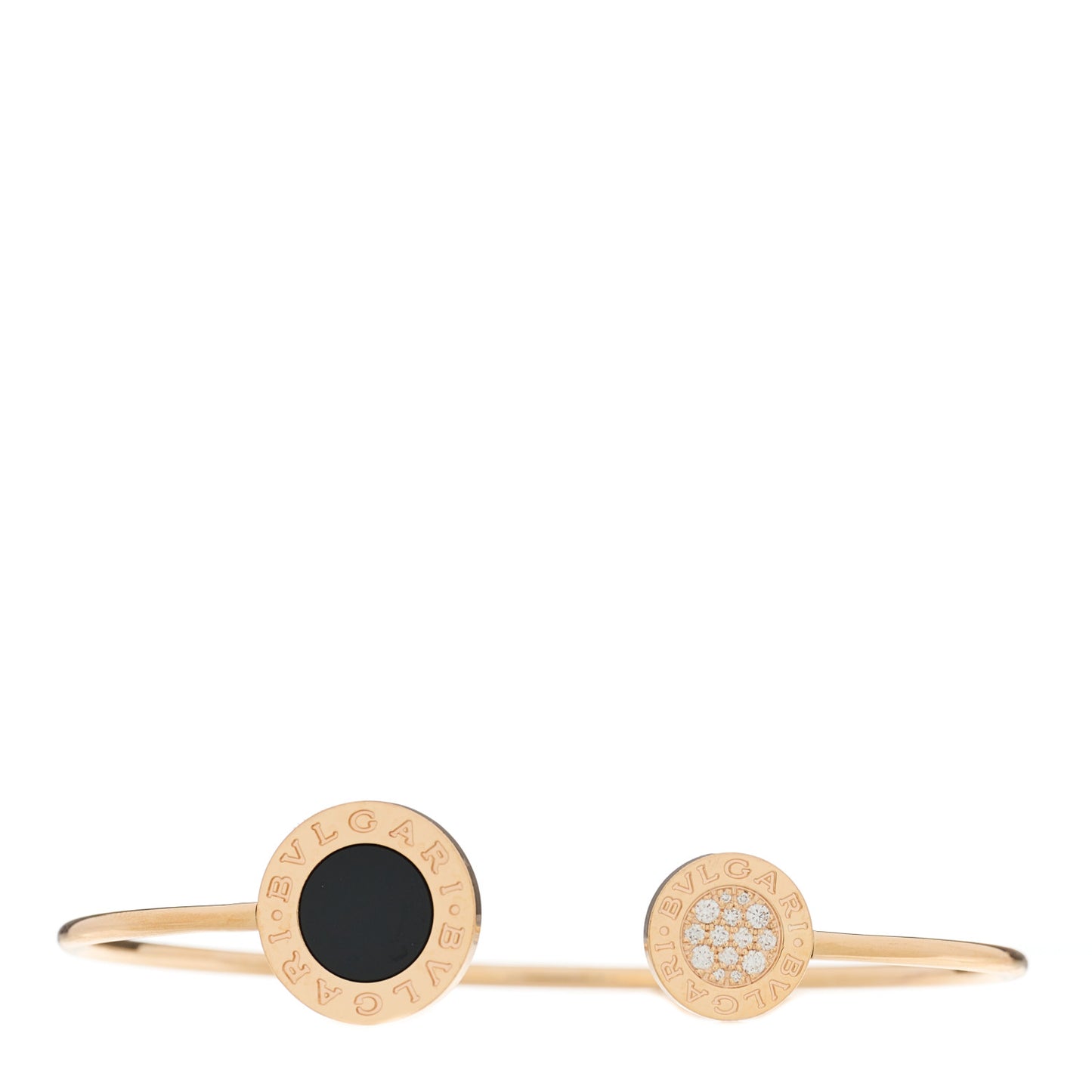 18K Rose Gold Diamond Onyx BVLGARI BVLGARI Cuff Bracelet