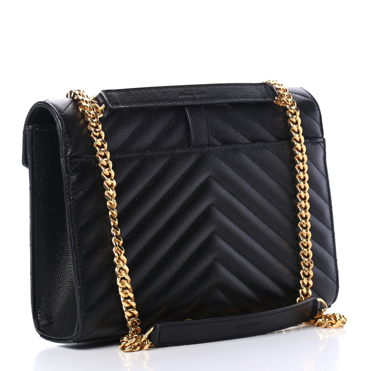 Saint Laurent Grain De Poudre Matelasse Chevron Medium Monogram Satchel Black 2 of 4