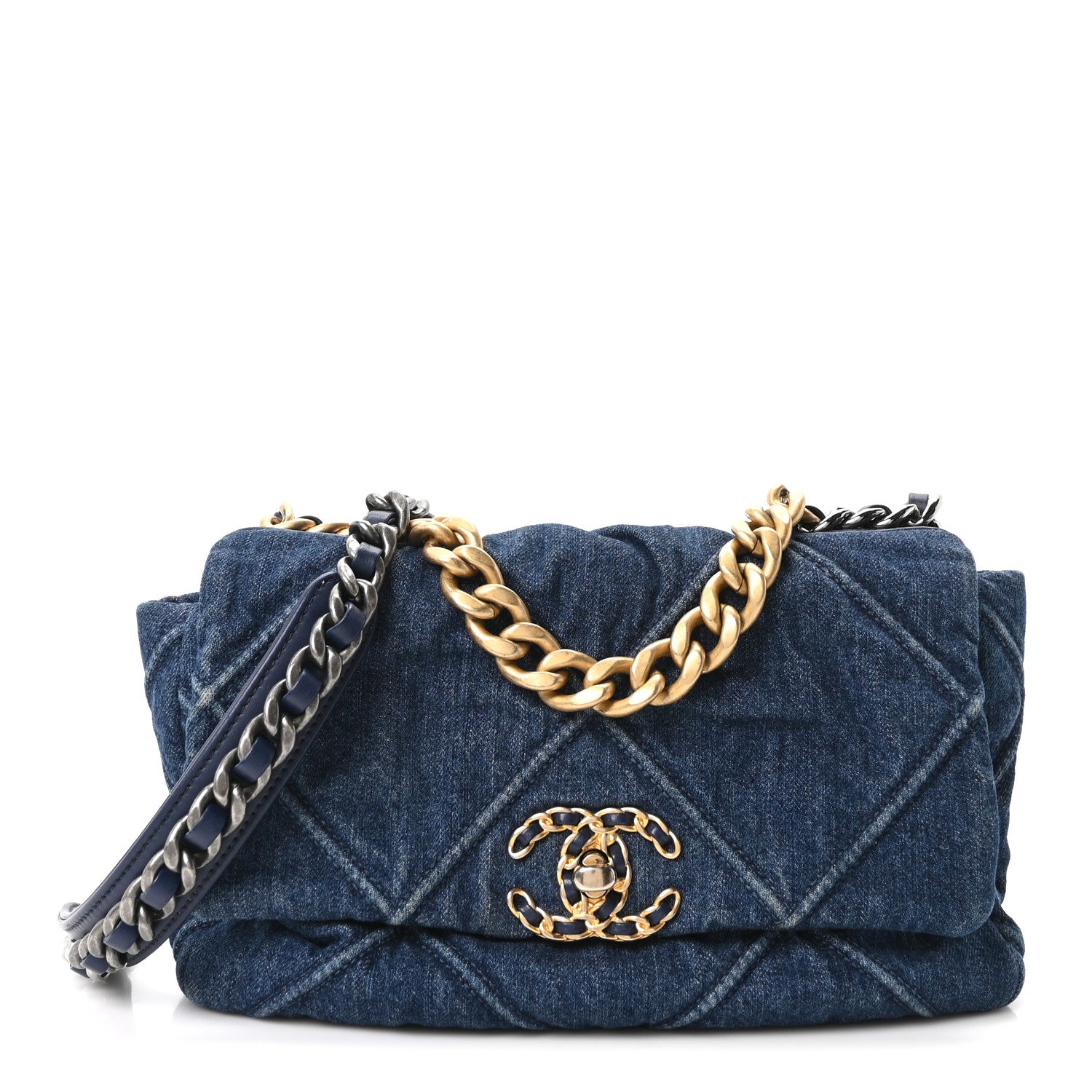 Chanel Denim Quilted Medium Chanel 19 Flap Blue 1 of 10