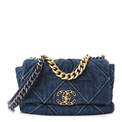 Chanel Denim Quilted Medium Chanel 19 Flap Blue 1 of 10