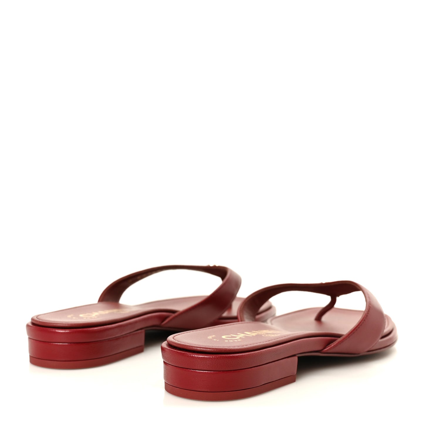 Lambskin CC Thong Sandals 37 Burgundy