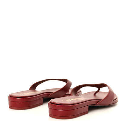 Chanel Lambskin CC Thong Sandals 37 Burgundy 5 of 9