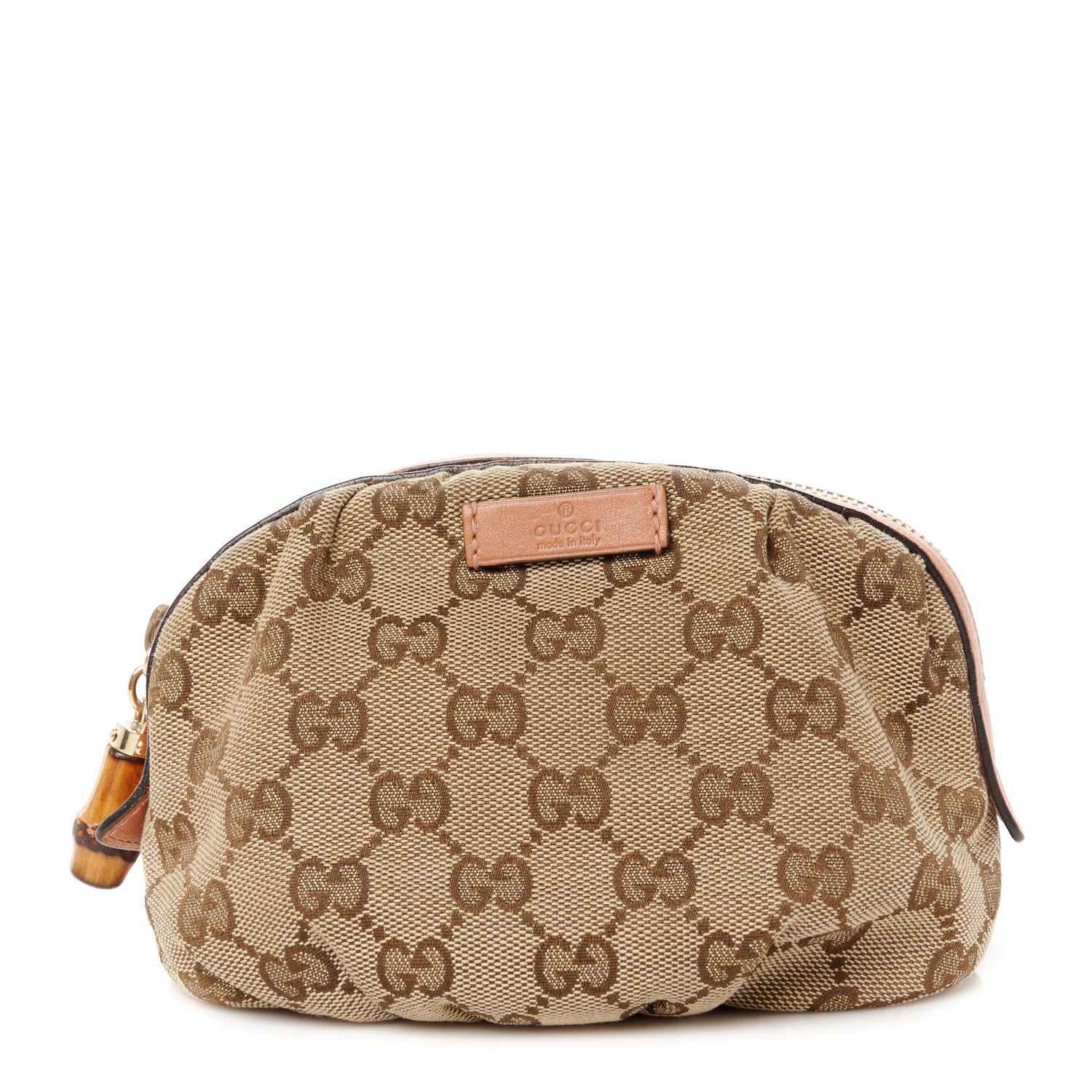 Gucci Monogram Medium Bamboo Cosmetic Case Dark Beige 1 of 9
