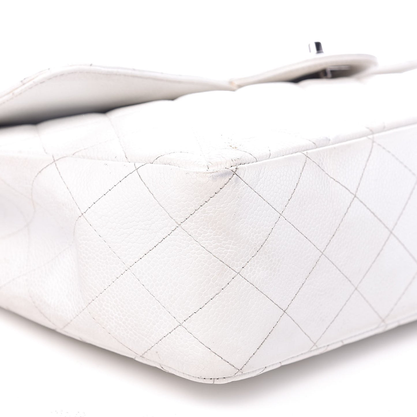 Caviar Quilted Jumbo Single Flap White