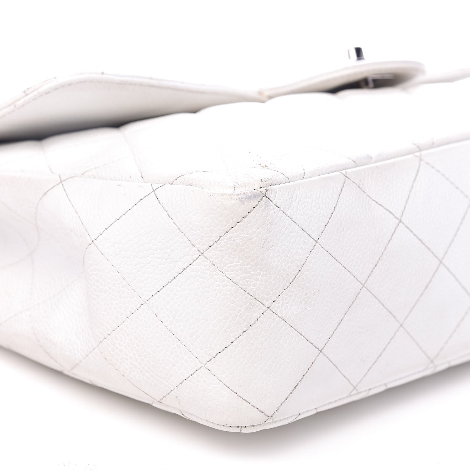 Chanel Caviar Quilted Jumbo Single Flap White 8 of 22