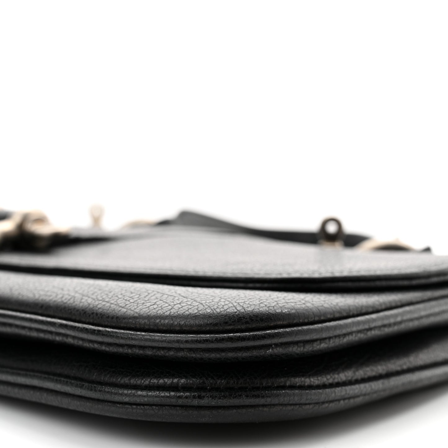 Textured Calfskin Shoulder Bag Black