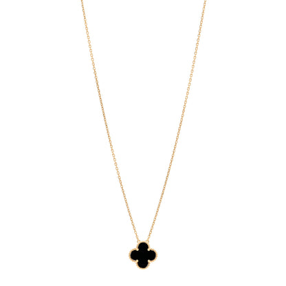 Van Cleef & Arpels 18K Yellow Gold Black Onyx Vintage Alhambra Pendant Necklace 1 of 5