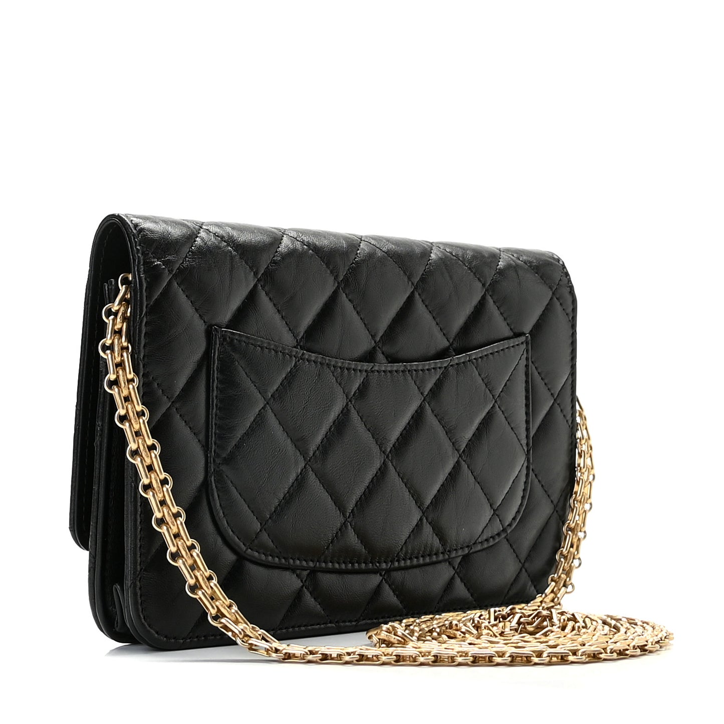 Aged Calfskin Quilted Reissue Wallet On Chain WOC Black