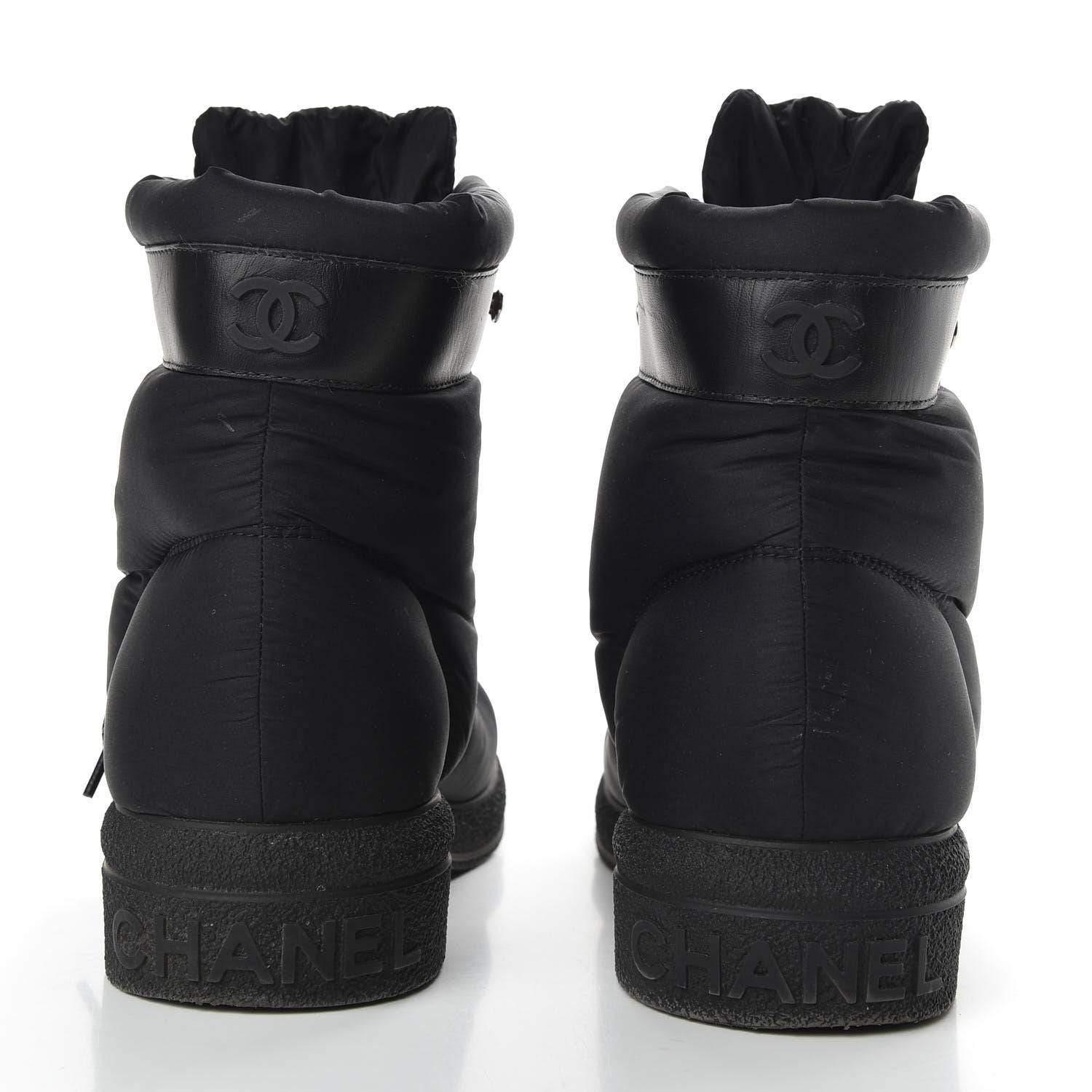 Chanel Nylon Calfskin Womens Coco Neige Short Boots 40 Black 6 of 11