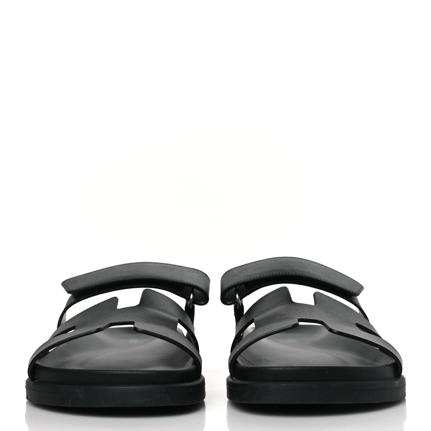 Hermes Calfskin Womens Chypre Sandals 39.5 Black 2 of 9