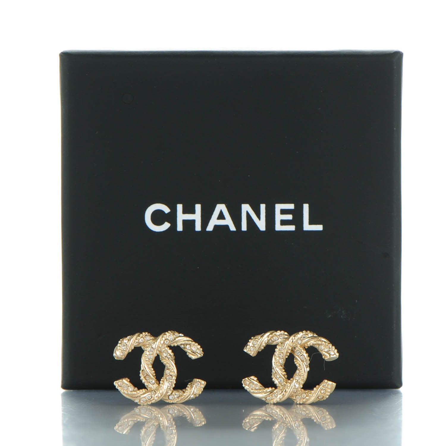 Chanel Crystal Twisted CC Earrings Gold 5 of 5