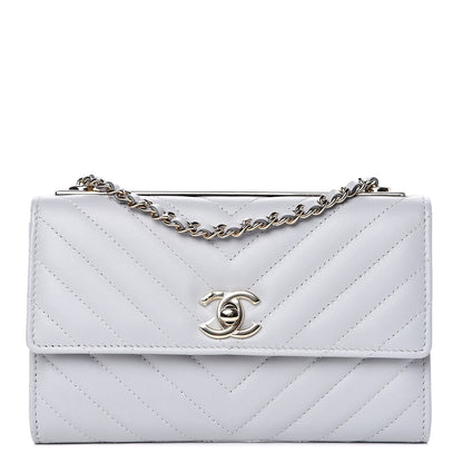 Chanel Lambskin Chevron Quilted Trendy CC Wallet On Chain WOC Grey 1 of 12