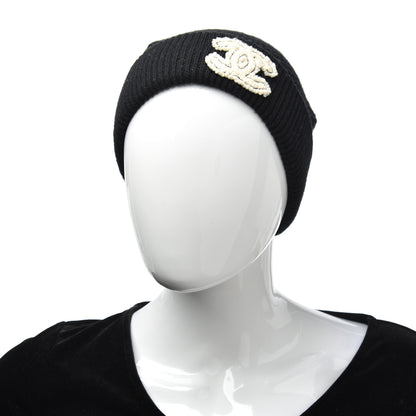 Chanel Cashmere CC Beanie Hat Black 2 of 5