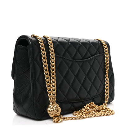 Chanel Lambskin Quilted Small Sweet Camellia Flap Black 2 of 7