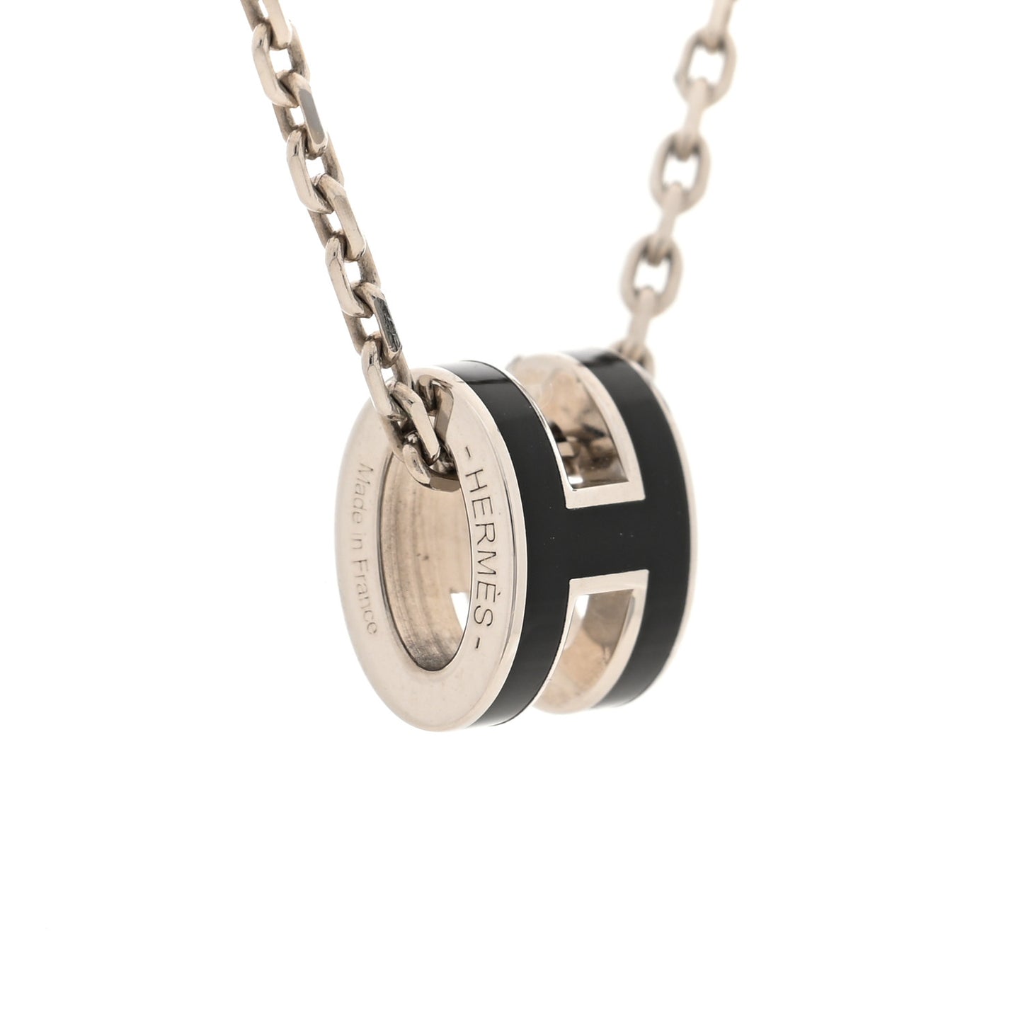 Lacquered Palladium Mini Pop H Pendant Necklace Black